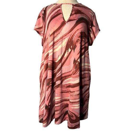 Vibe Sportswear Dress Women's size 2X Pink Mauve Marbled Short Sleeve Pocket Min - Picture 3 of 12